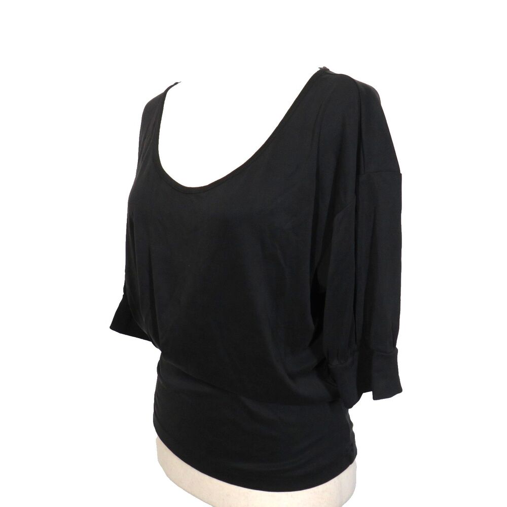 OGL Sandwashed Scoop Neck Short Sleeve Tucked Tee Black Size Medium - Picture 10 of 11